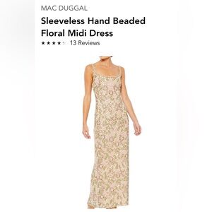 MacDuggal Hand beaded Floral Midi Dress Sz 10